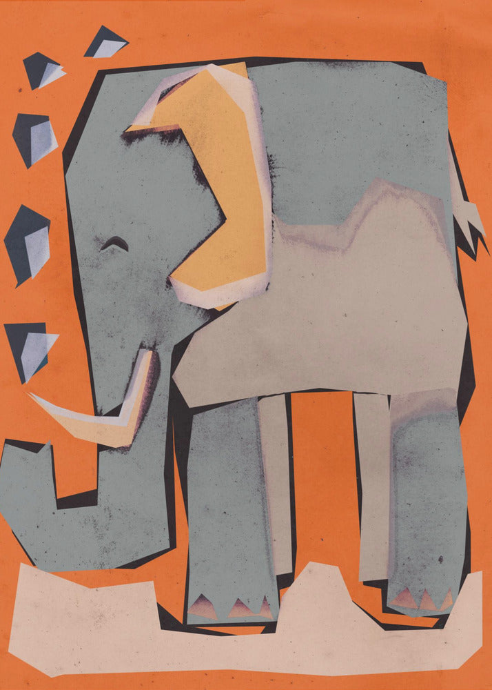 Geometrische Olifant | Canvas