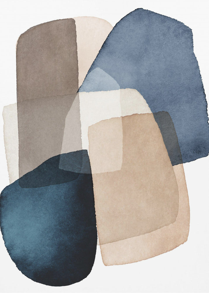 Blauwbruine blokken | Canvas