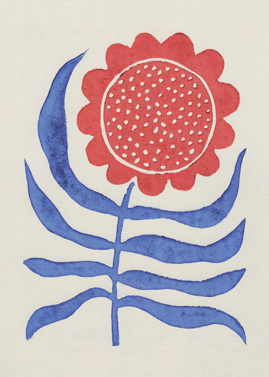 Rode bloem / Linodruk | Poster