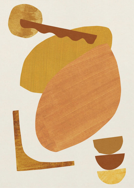 Abstracte collage met warme vormen | Poster