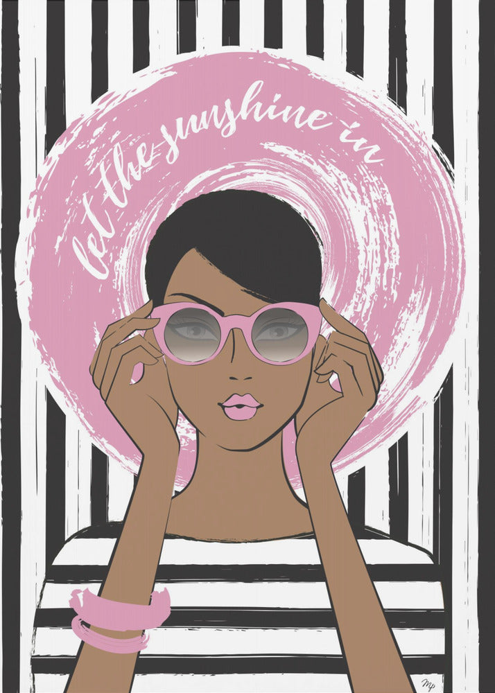 Vrouw met roze zonnebril | Poster