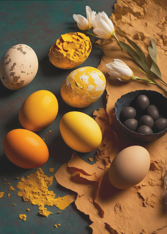 Eieren en bloemblaadjes harmonie | Canvas