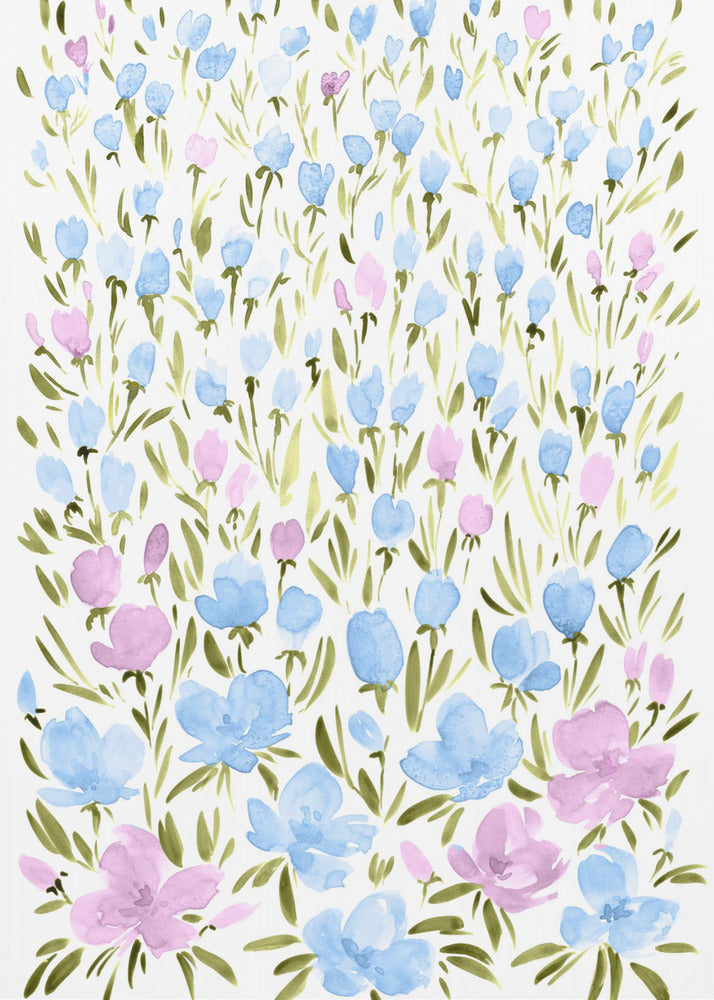 Veld met paarse en blauwe bloemen | Canvas