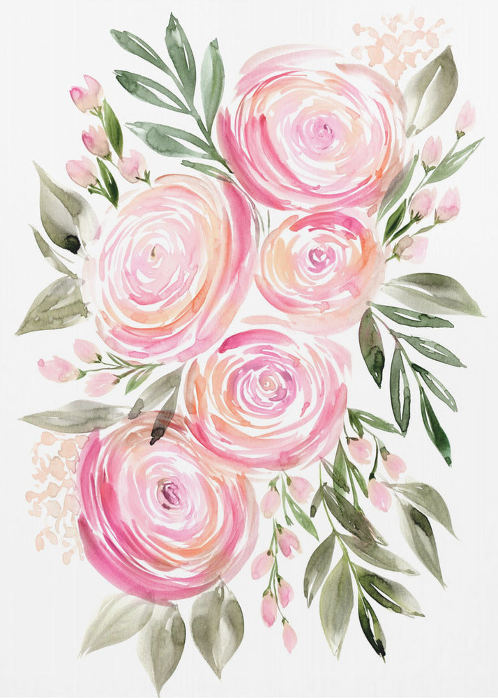Begonia roze ranonkelboeket | Poster