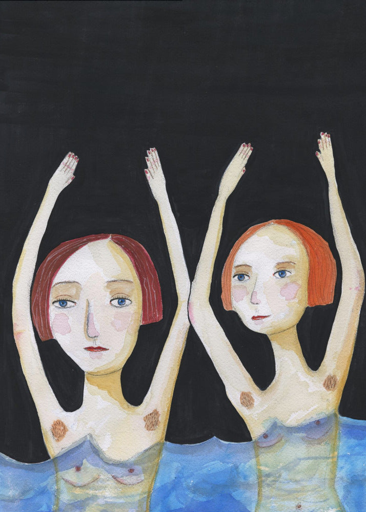 Zwemmende meisjes | Canvas