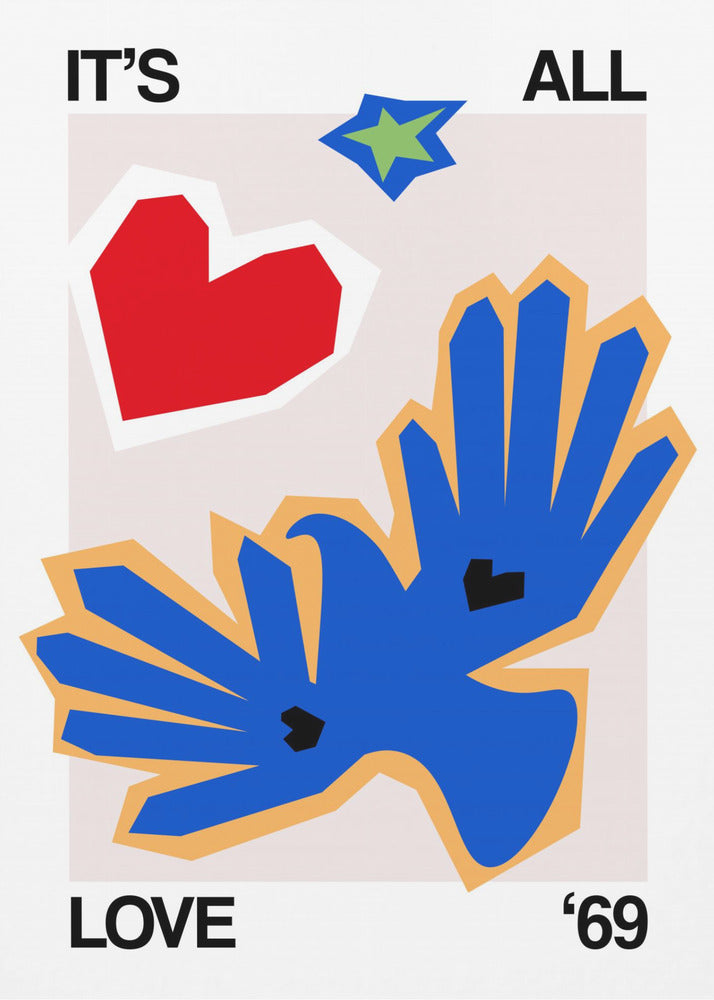 Het is allemaal liefde '69 Bird Blue | Canvas