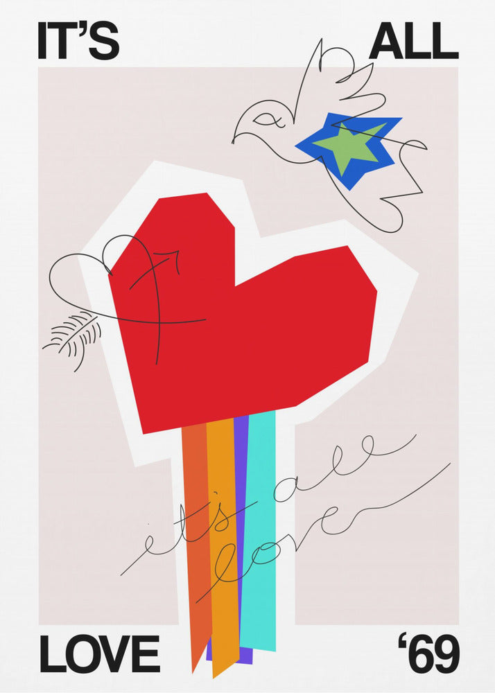 Het is allemaal liefde '69 Hart Greige | Canvas