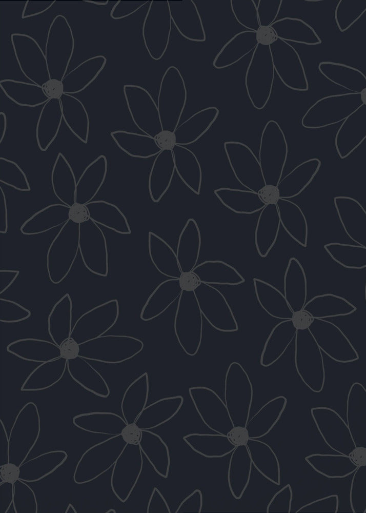 Zwarte luchtige bloemen | Poster