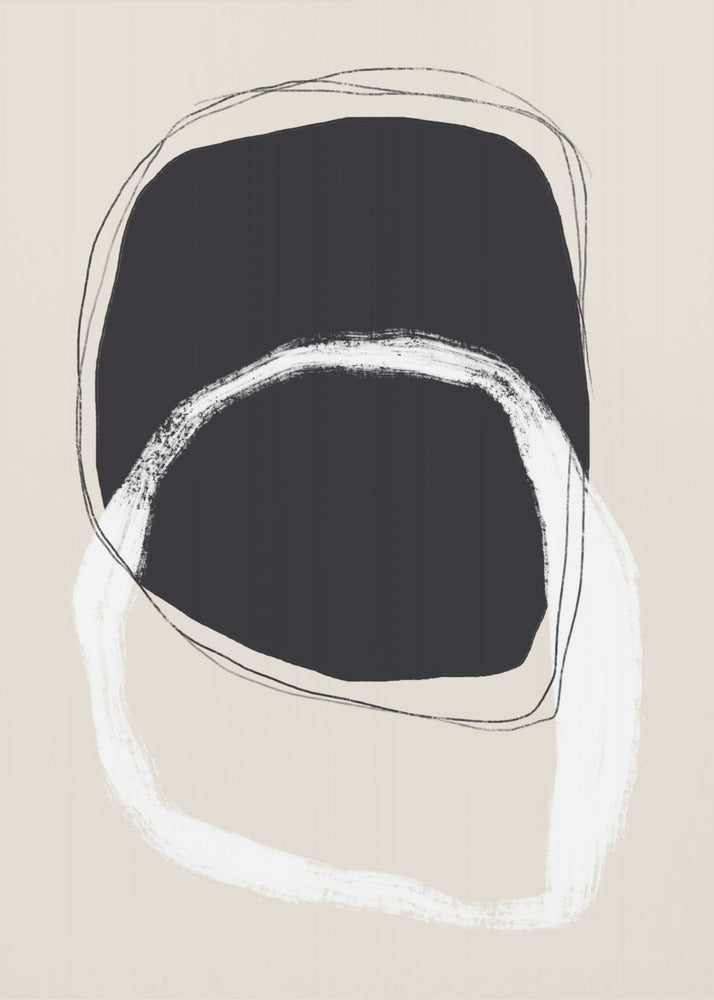 Black And White Shapes With Fluid Lines | Canvas