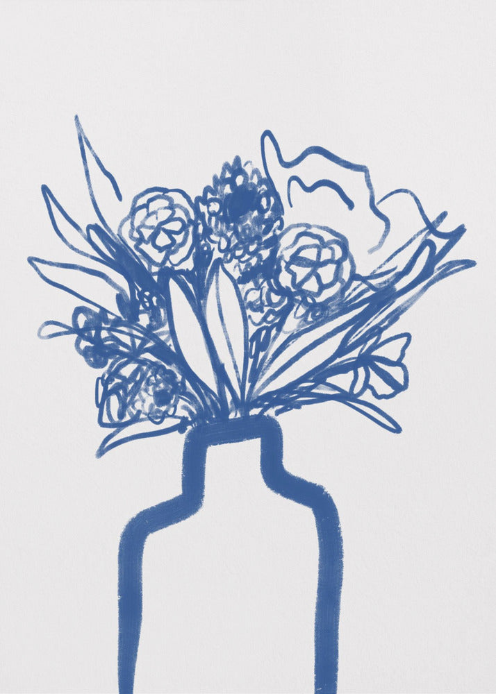 Blauwe vaasboeket | Canvas