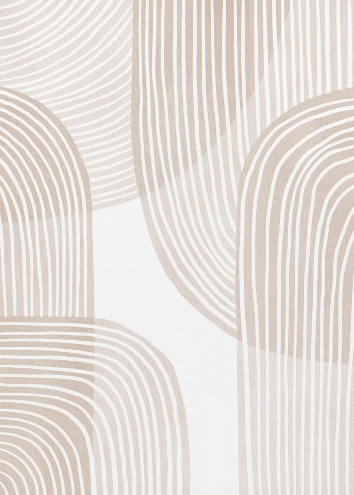 Abstracte beige lijnkunst | Canvas
