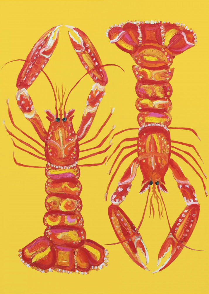 Langoustines op geel | Canvas