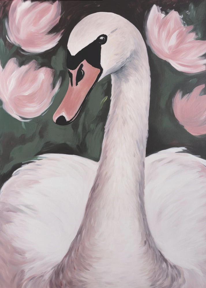 Zwaan in de vijver | Canvas