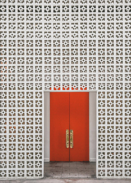 Levendige oranje deur | Canvas