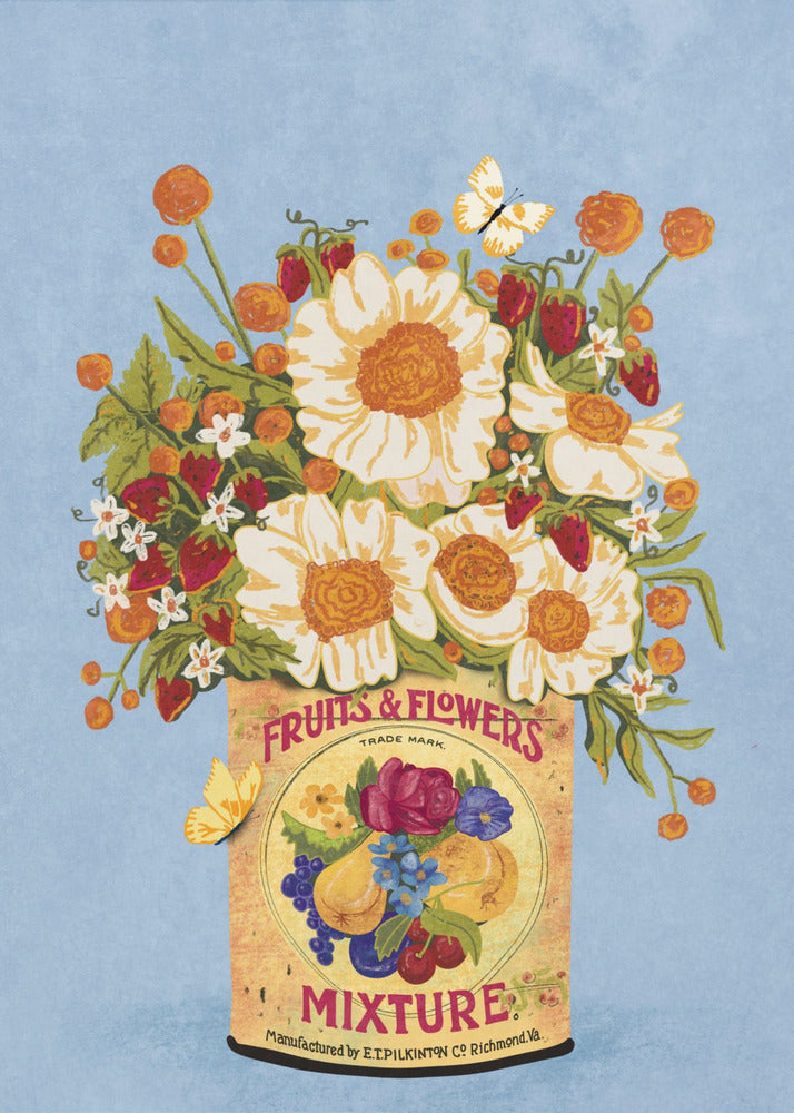 Bloemen in een vintage theeblik | Canvas