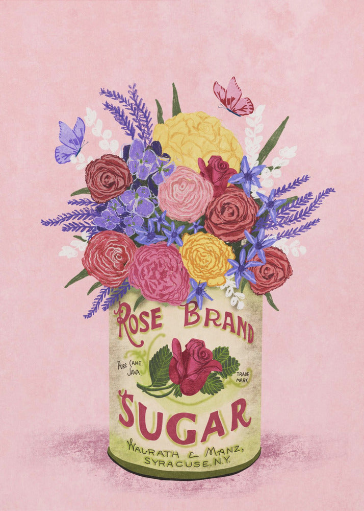 Bloemen in een vintage blik | Canvas