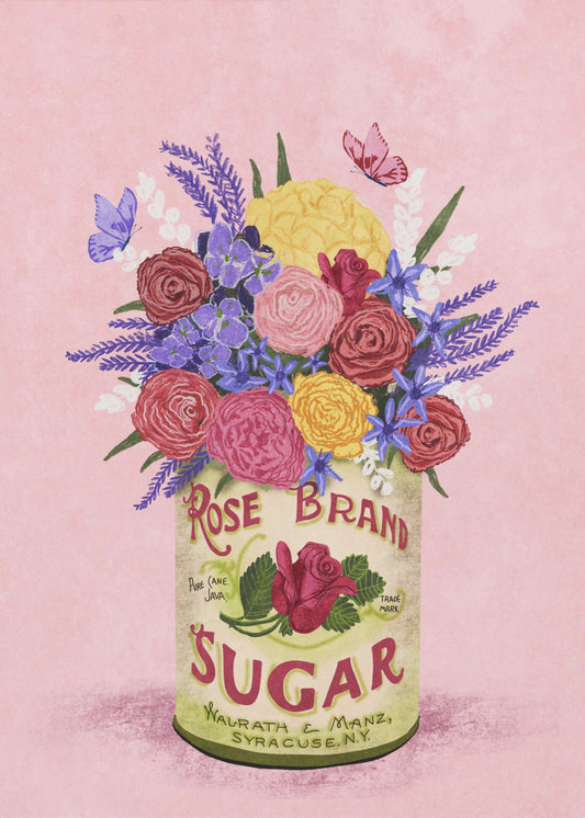 Bloemen in een vintage blik | Canvas