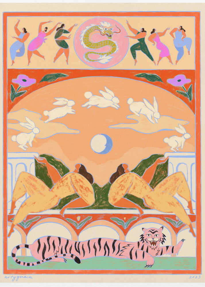Konijn springt over de maan | Poster