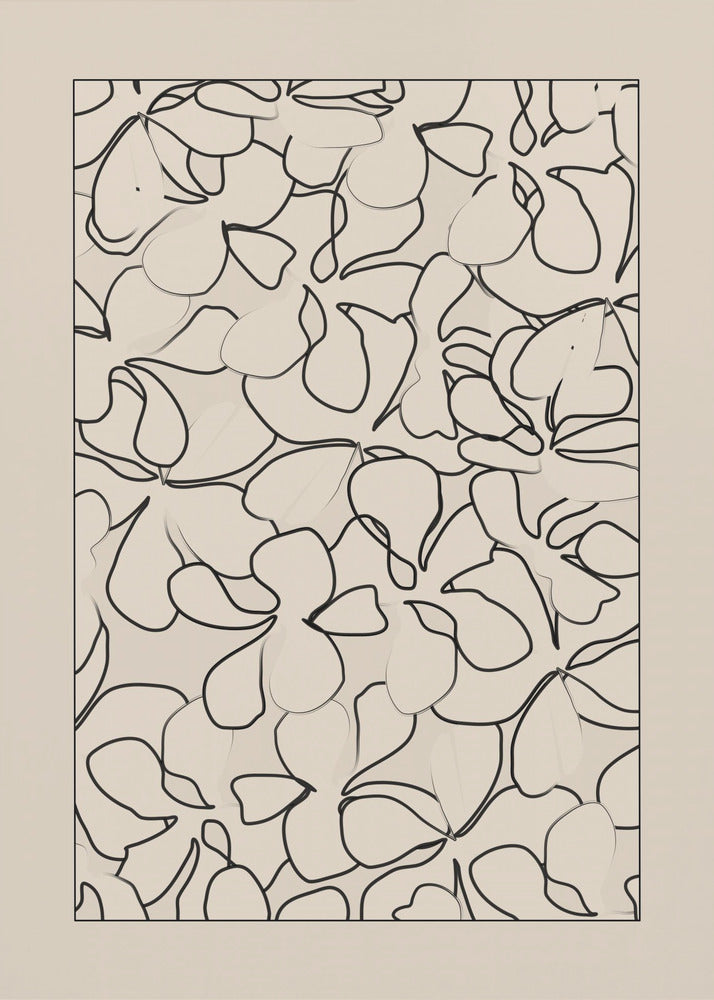 Naadloos patroon van omlijnde bloemen | Poster