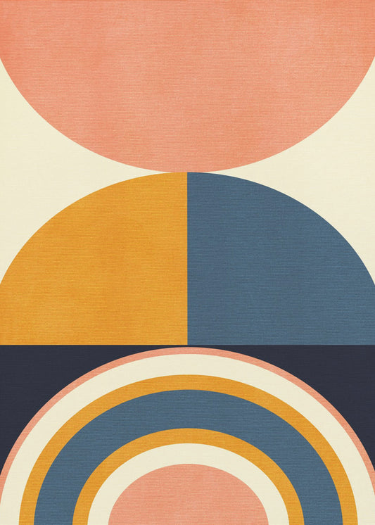 Regenboog Plus Vormen Blauw Mosterd10 | Poster