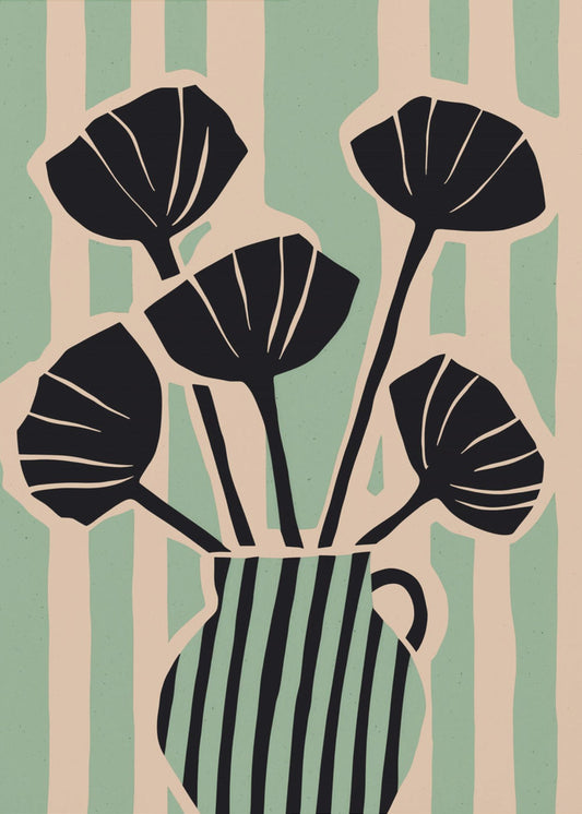 Striped Blooms Vase | Poster