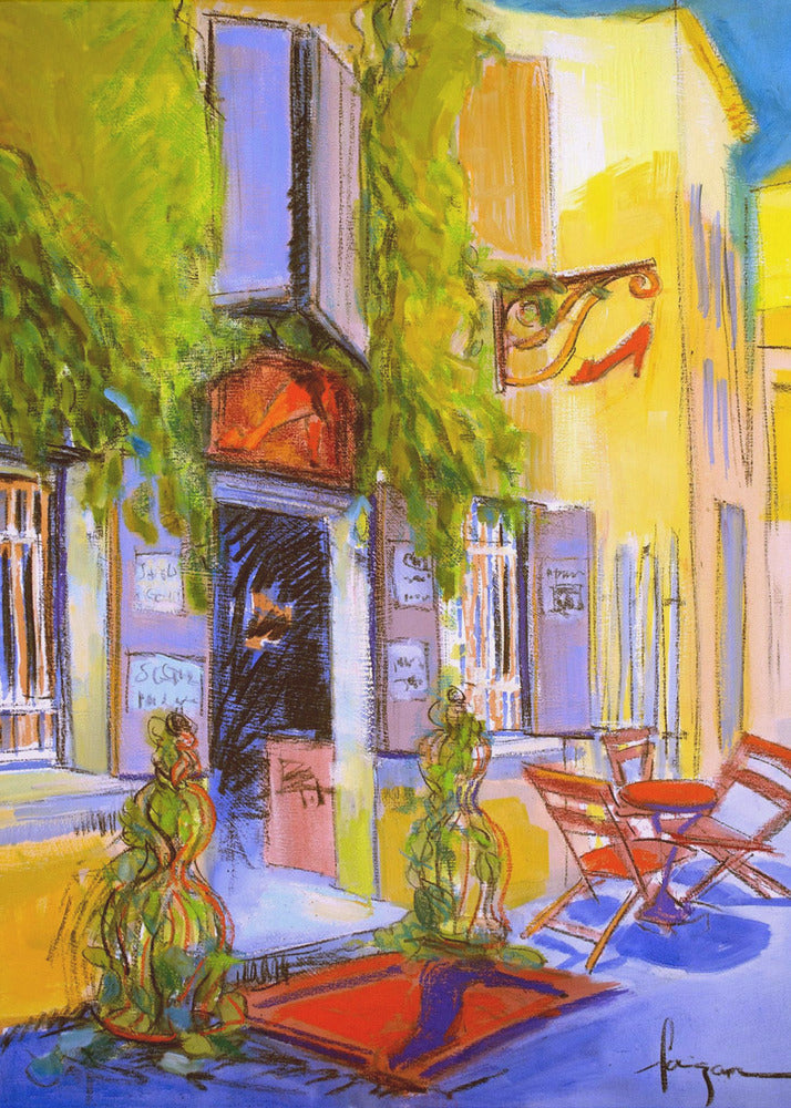 Zonnig Binnenplaats Café | Poster