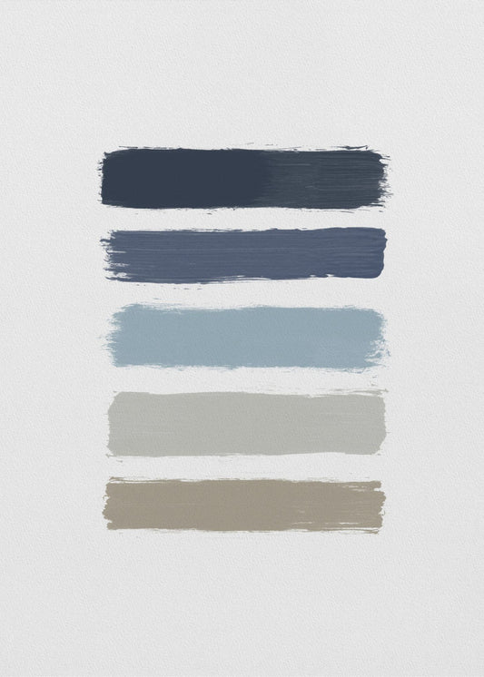 Blauwe & Taupe Strepen | Canvas
