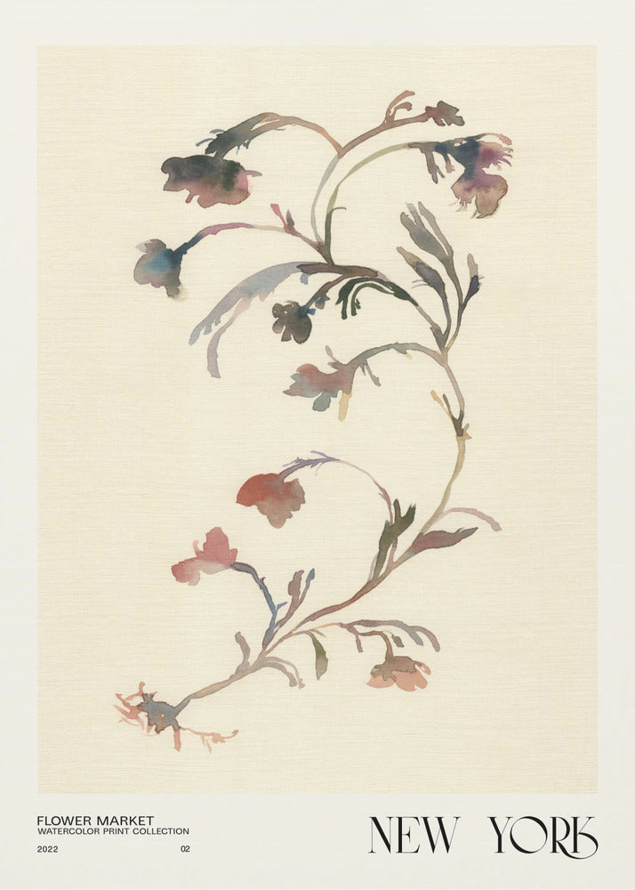 Collectie aquarelprints. Bloemenmarkt - New York | Poster