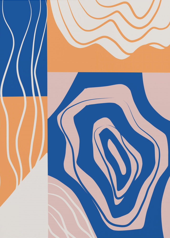 Abstract Collage In Blue and Orange | Canvas