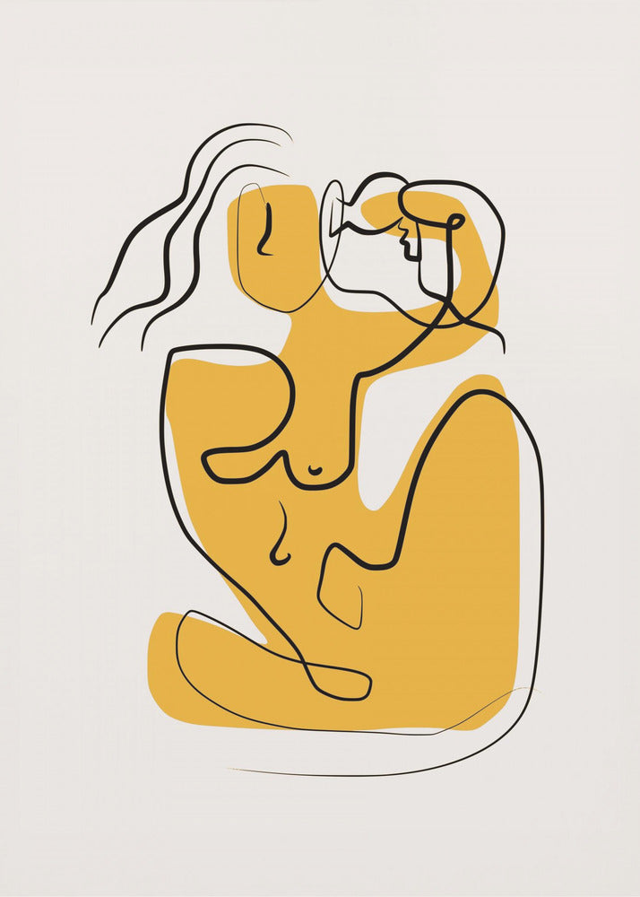 Line Art Nude Blowing Hair | Canvas