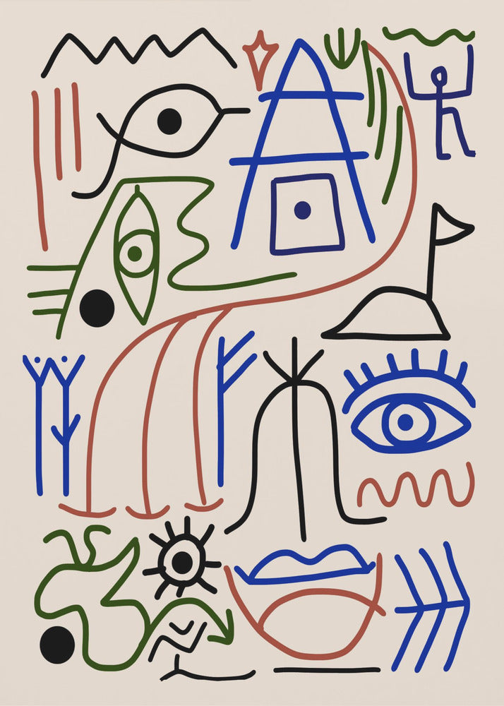 Lijnkunst Bizar Oud Symbool | Poster