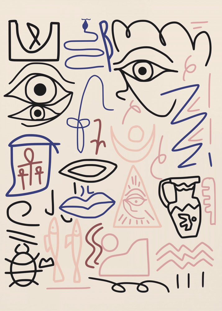 Lijntekening grot | Canvas