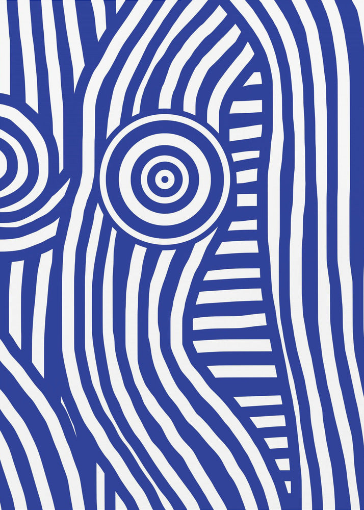 Voorkant Blauw en Wit Gestreept Nude | Canvas