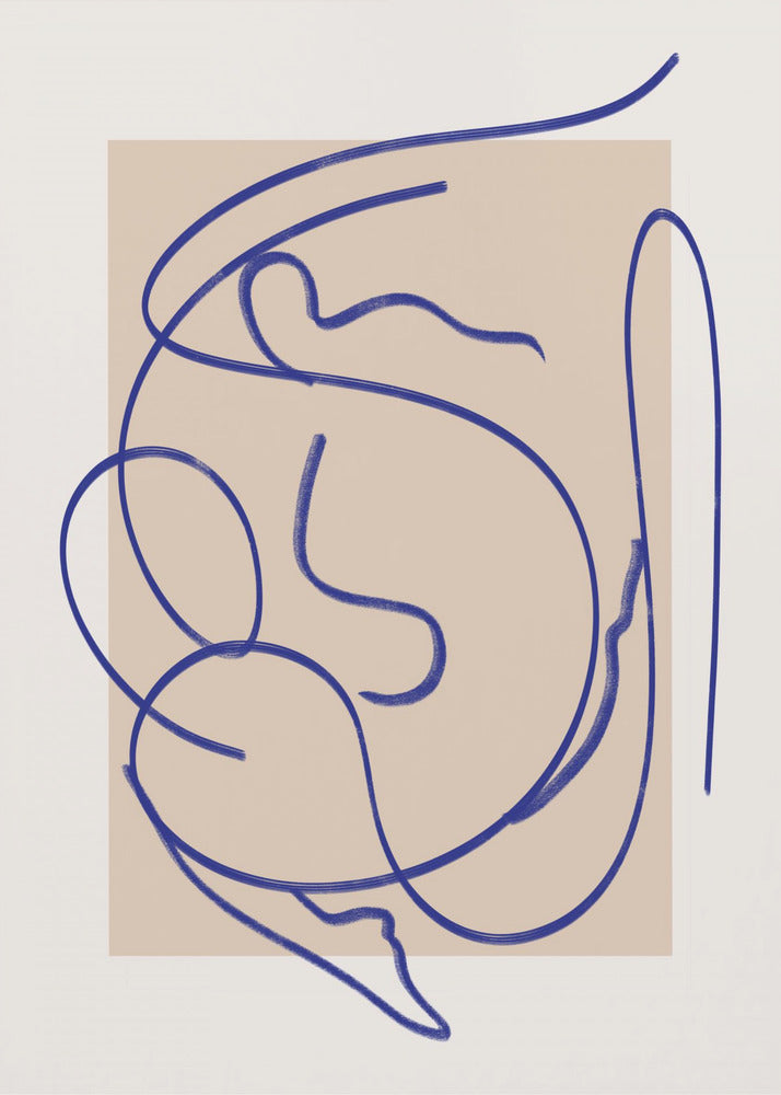 Abstracte blauwe lijnkunst 3 | Poster