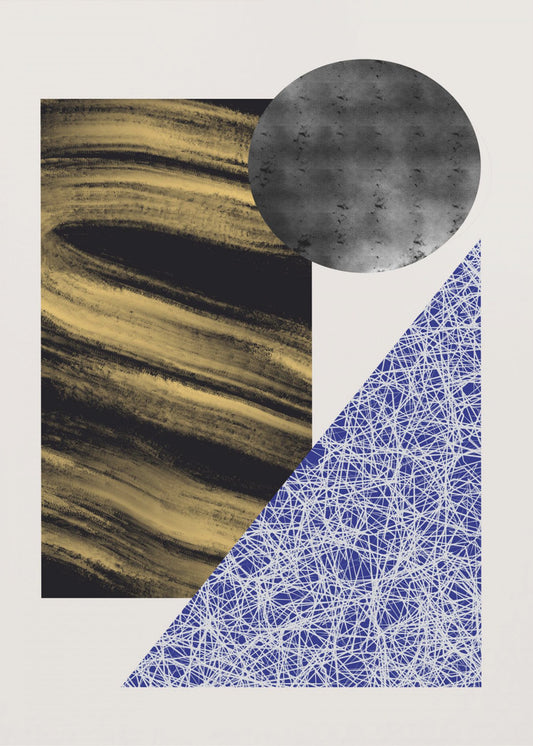 Geometrische vormen met een zwart-gouden textuur | Canvas