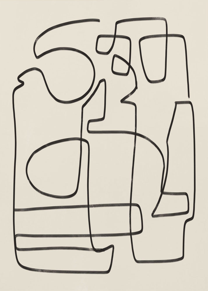 Warme abstracte lijnkunststudie | Canvas