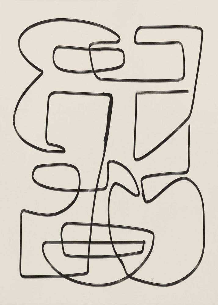 Warme abstracte lijnkunst | Canvas