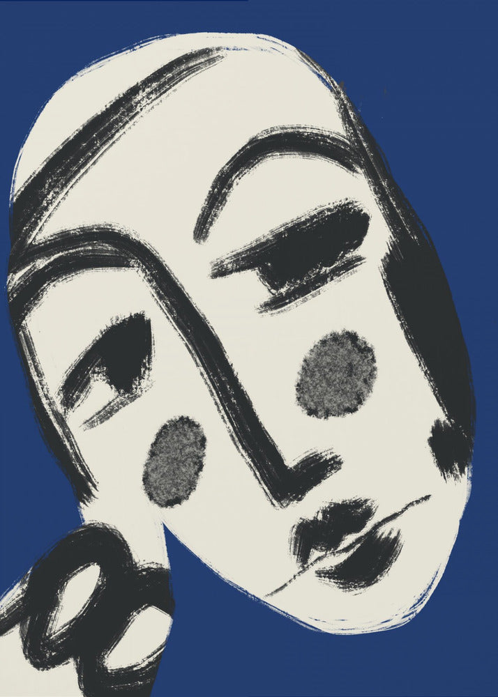 Rustend portret in blauw | Canvas