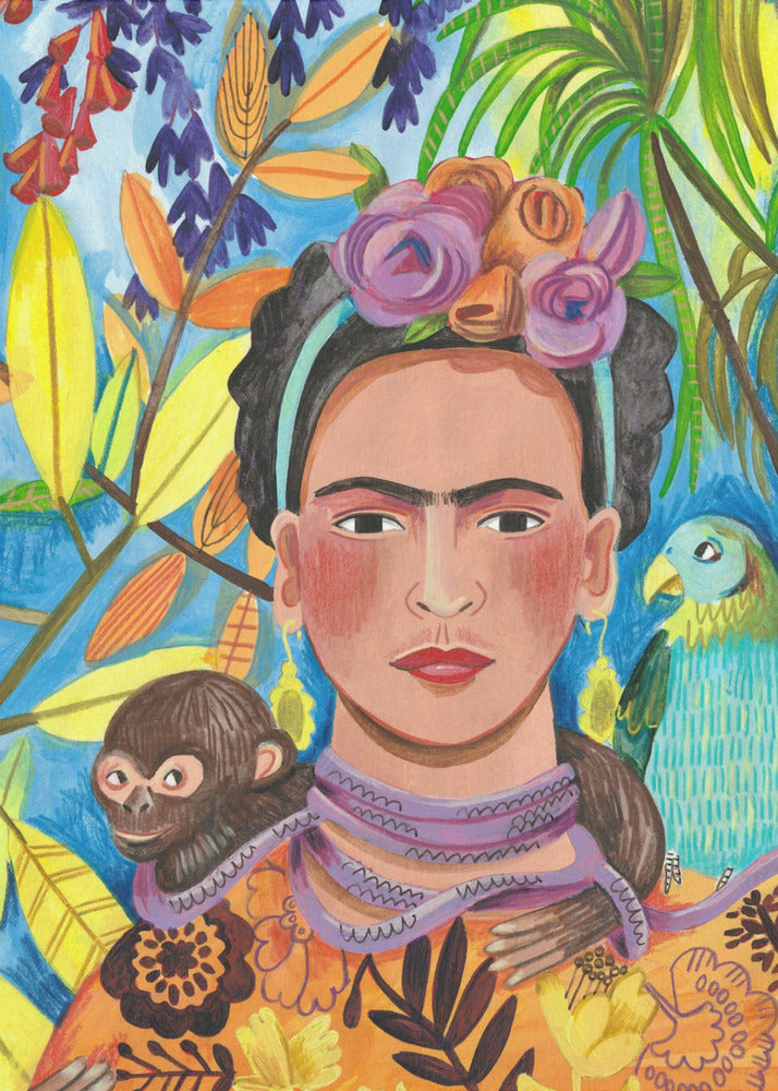 Frida en haar papegaaien | Poster