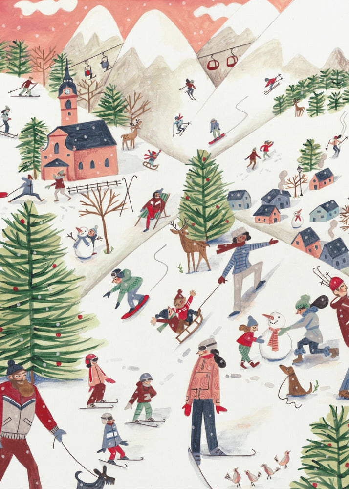 Mountain landscape with houses in the snow | Poster