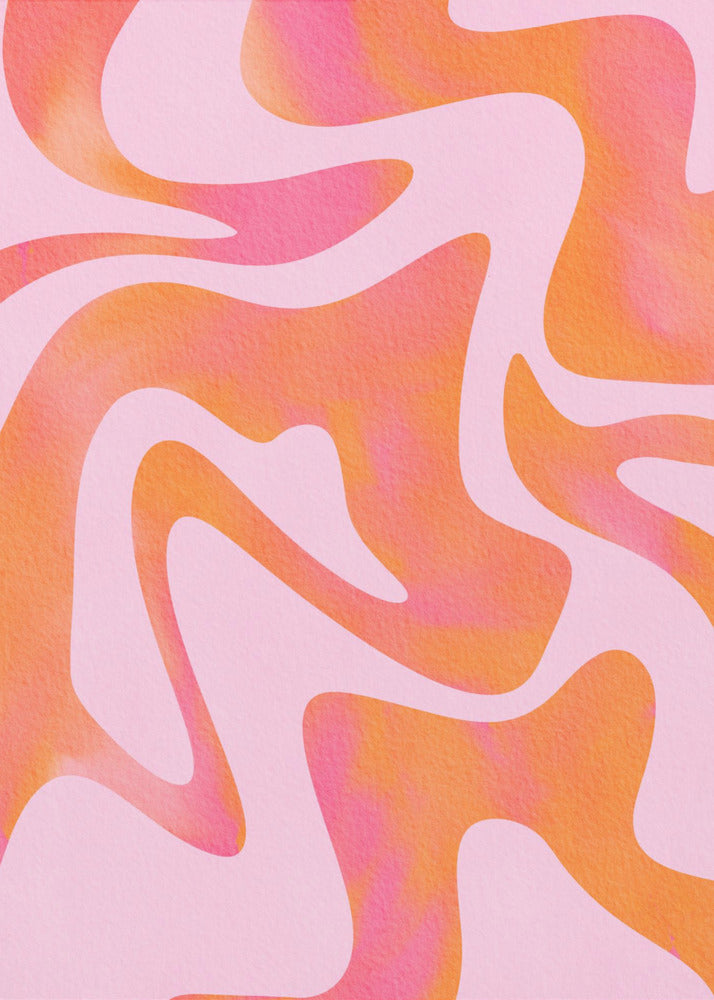 Abstracte golf in roze | Canvas