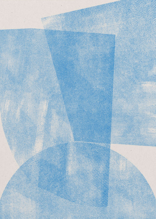 Blauwe geometrische golven | Canvas