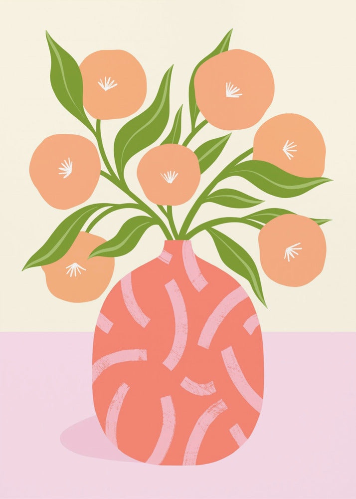Bloemen in koraalvaas | Poster