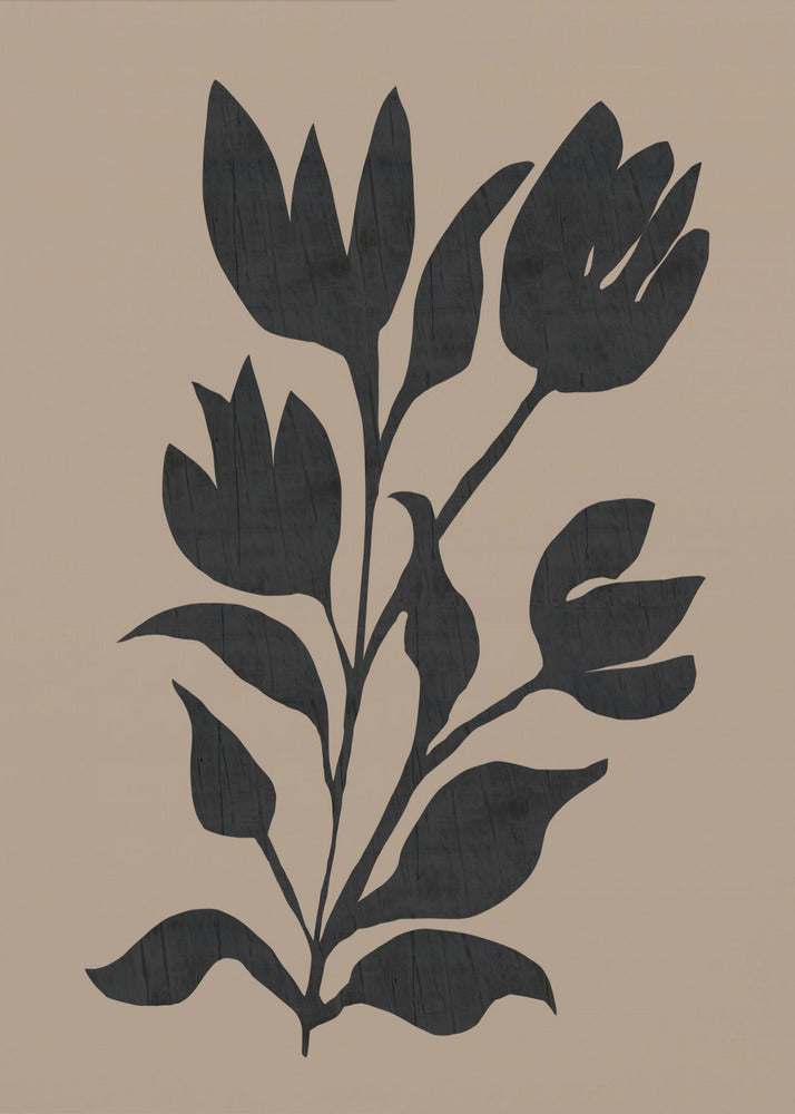 Zwarte tulpen, modern botanisch silhouet | Poster