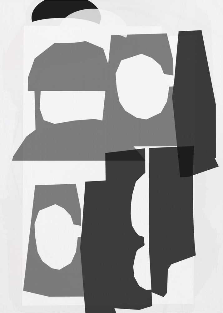 Zwart-witte uitgesneden vormen 3 | Poster