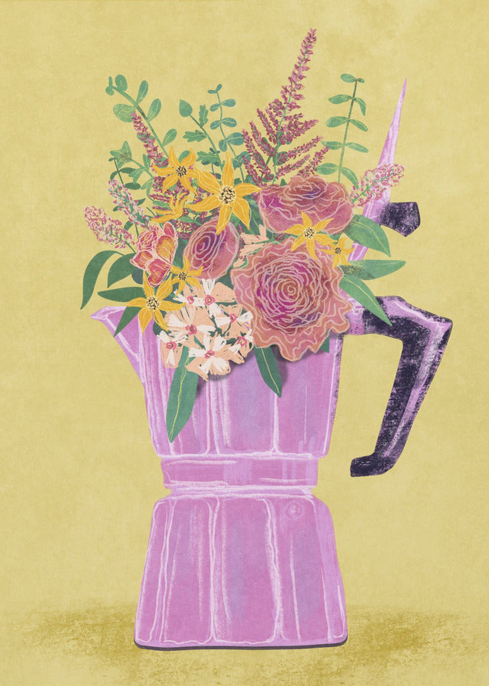 Espresso Maker with Flowers | Canvas