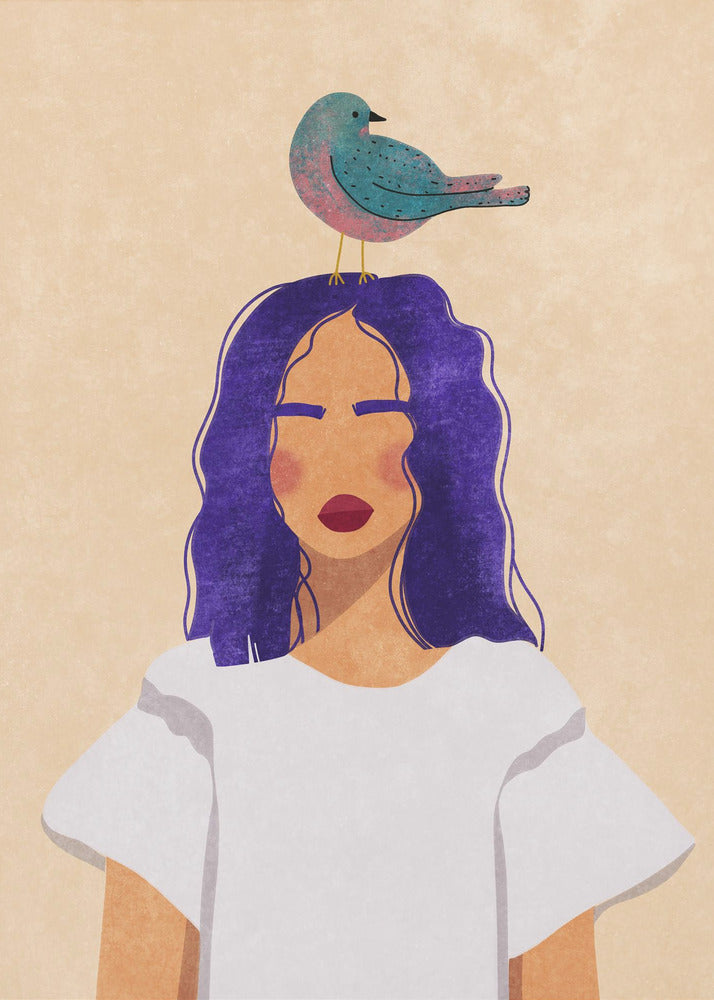 Meisje met vogel | Poster