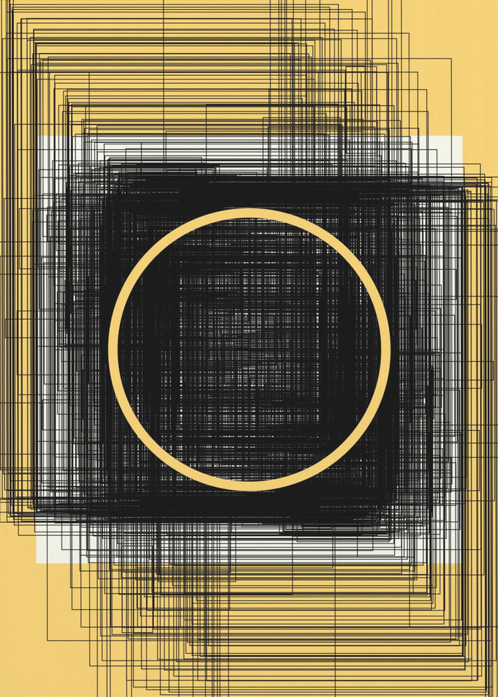 Gele cirkel en zwarte lijnen | Poster