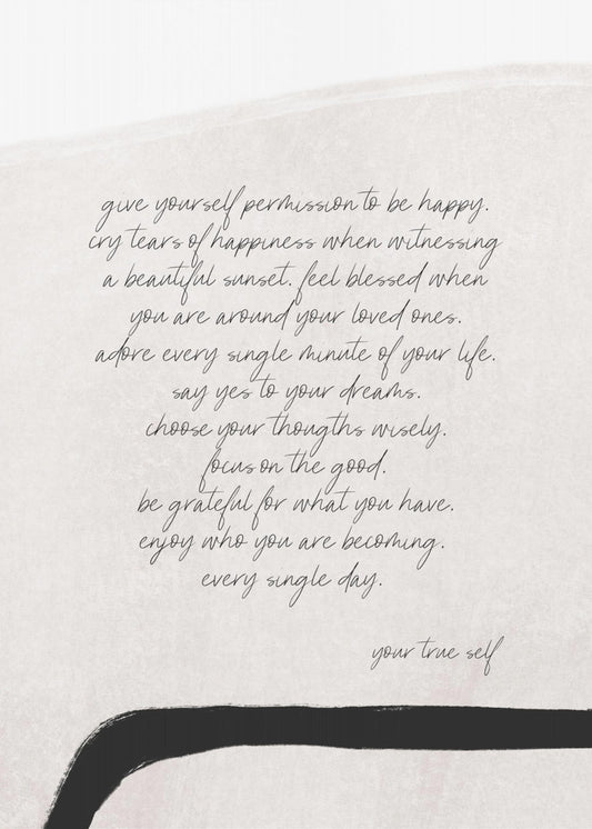 Give Yourself Permission To Be Happy | Poster