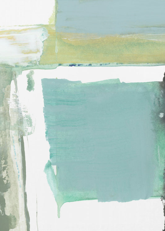 Aquablauw Abstract Op Wit 1 | Canvas